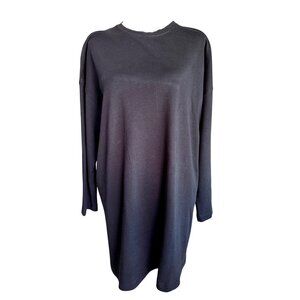 ESKANDAR Tunic Top Womens Black 3/4‎ Sleeve O/S 100% Pima Cotton Fits like a 2X